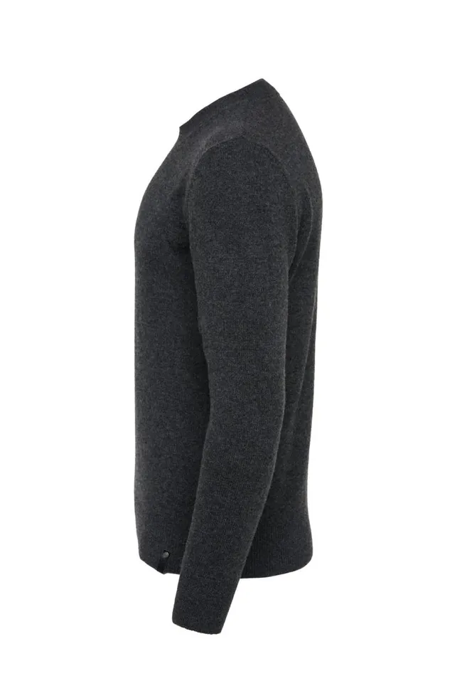Men Knitwear Holland Cooper Byron Crew Neck Knit Charcoal