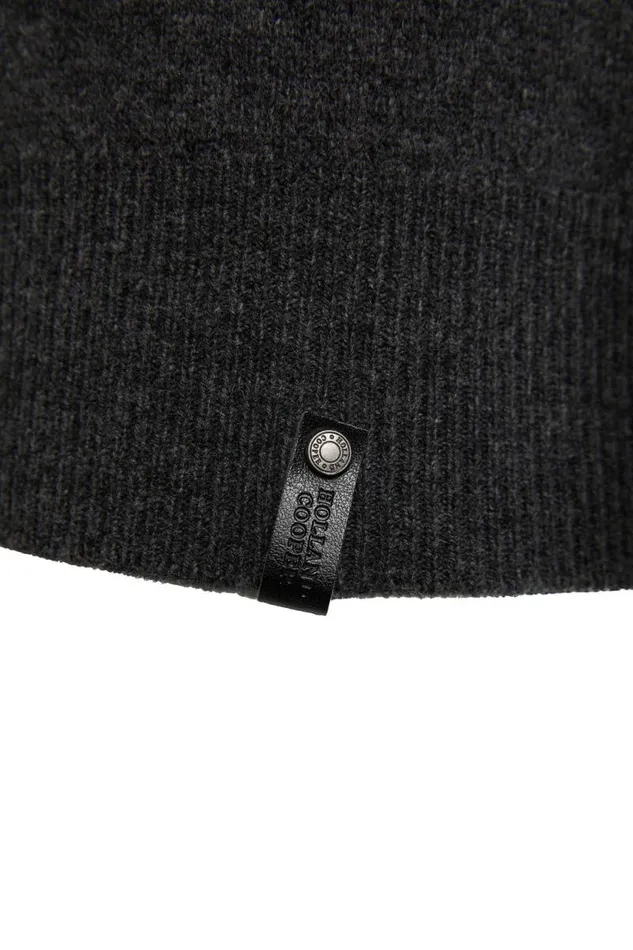 Men Knitwear Holland Cooper Byron Crew Neck Knit Charcoal