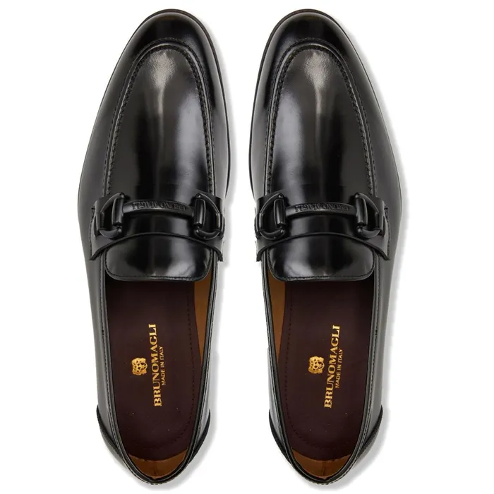 Men Loafers and Slipons Bruno Magli Alessio Slip On Black Bit Loafer Black Leather