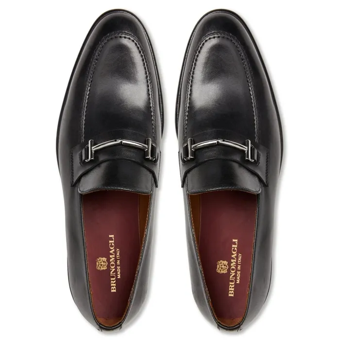 Men Loafers and Slipons Bruno Magli Sante Double Gore Classic Bit Leather LoaferBlack