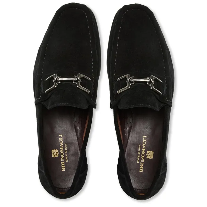Men Loafers and Slipons Bruno Magli Trieste Classic Suede Loafer Black Suede