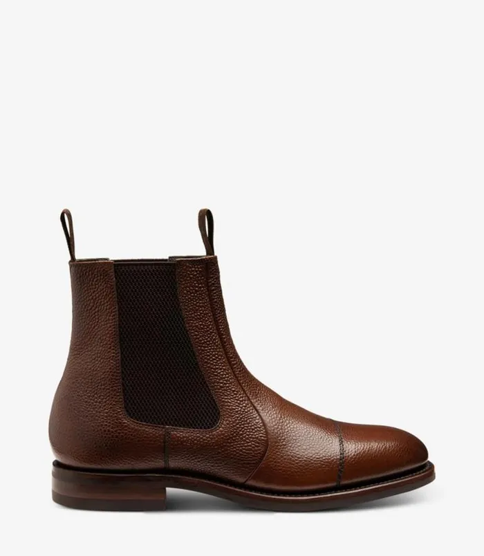 Men Loake Chelsea Boots Newbury Dark Brown Grain