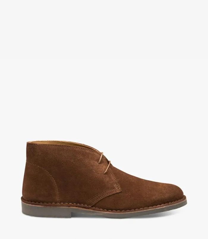 Men Loake Derby Boots Sahara Dark Brown Suede