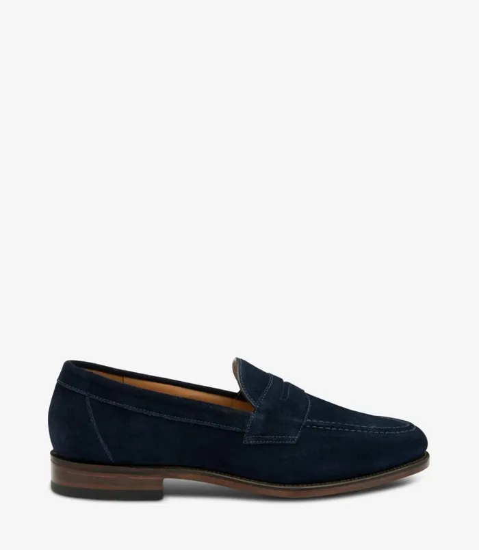 Men Loake Loafers Imperial Navy Suede