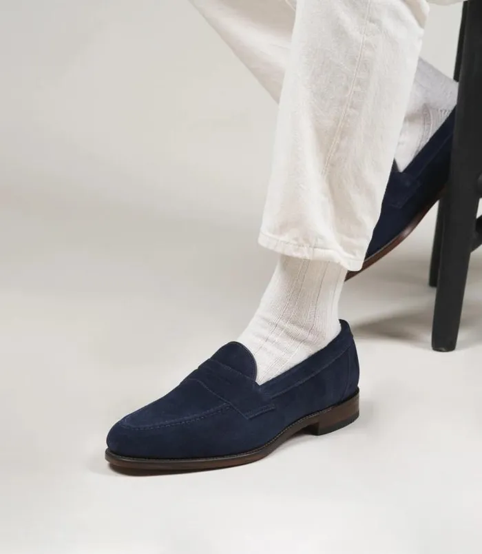 Men Loake Loafers Imperial Navy Suede Men Loake Loafers Imperial Navy Suede