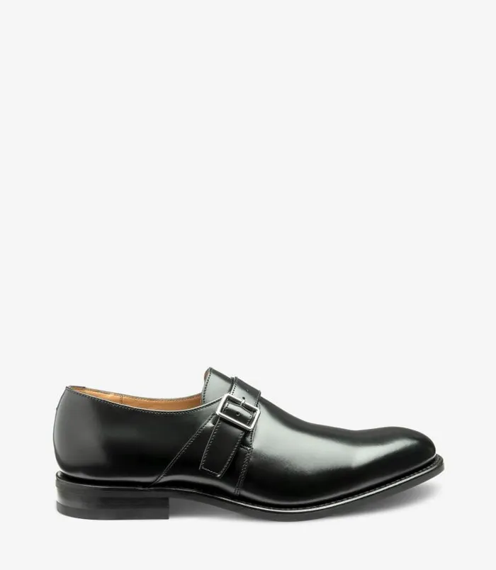 Men Loake Monk Shoes 357 Black