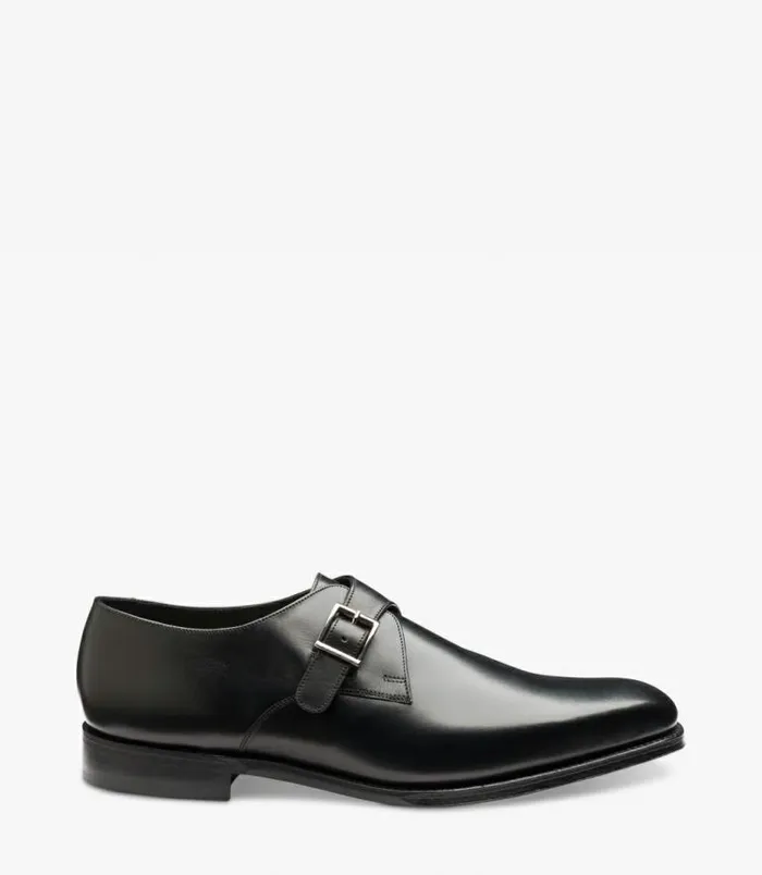 Men Loake Monk Shoes Medway Black