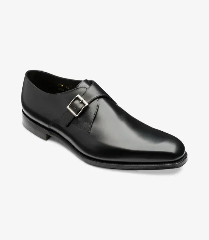 Men Loake Monk Shoes Medway Black