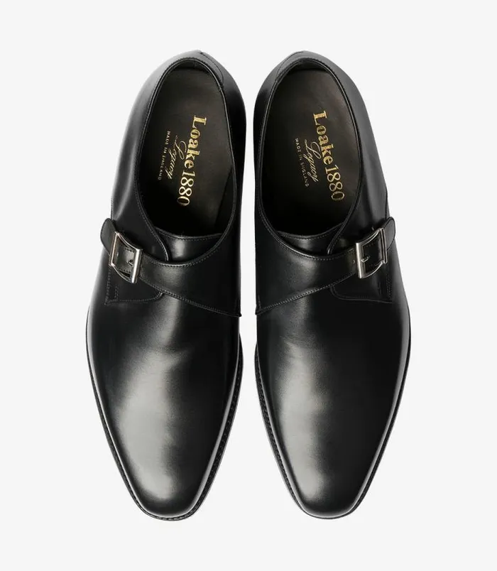 Men Loake Monk Shoes Medway Black