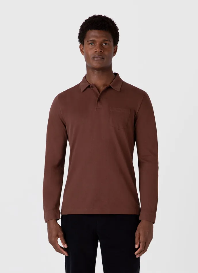 Men Long Sleeve Riviera Polo Shirt Cocoa Brown Polo Shirts ussunspel Men Long Sleeve Riviera Polo Shirt Cocoa Brown Polo Shirts ussunspel