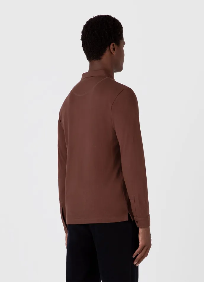 Men Long Sleeve Riviera Polo Shirt Cocoa Brown Polo Shirts ussunspel Men Long Sleeve Riviera Polo Shirt Cocoa Brown Polo Shirts ussunspel