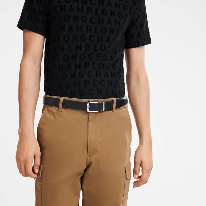 Men Longchamp Delta Box Black Belts