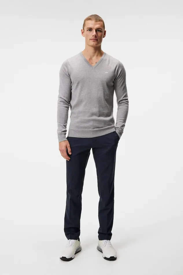 Men Lymann Knitted Sweater Light Grey Melange JLindeberg Knitwear