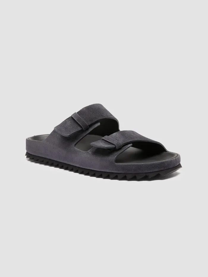 Men Officine Creative Footwear AGOR 010 Blue Suede Slide Sandals Men Officine Creative Footwear AGOR 010 Blue Suede Slide Sandals