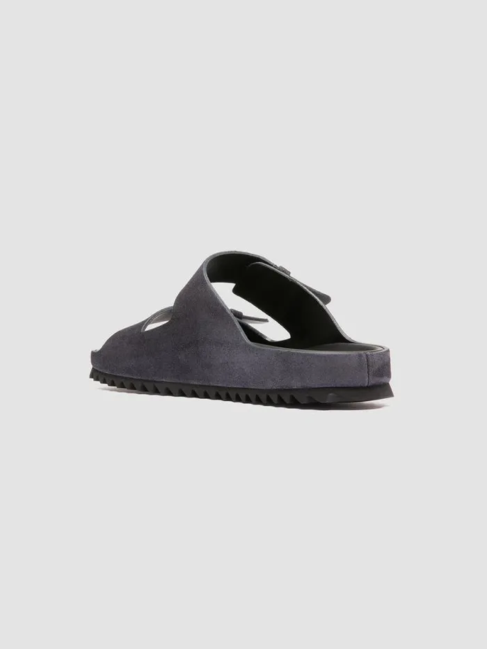 Men Officine Creative Footwear AGOR 010 Blue Suede Slide Sandals Men Officine Creative Footwear AGOR 010 Blue Suede Slide Sandals
