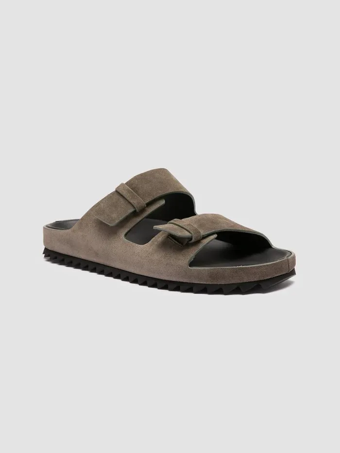 Men Officine Creative Footwear AGOR 010 Green Suede Slide Sandals Men Officine Creative Footwear AGOR 010 Green Suede Slide Sandals