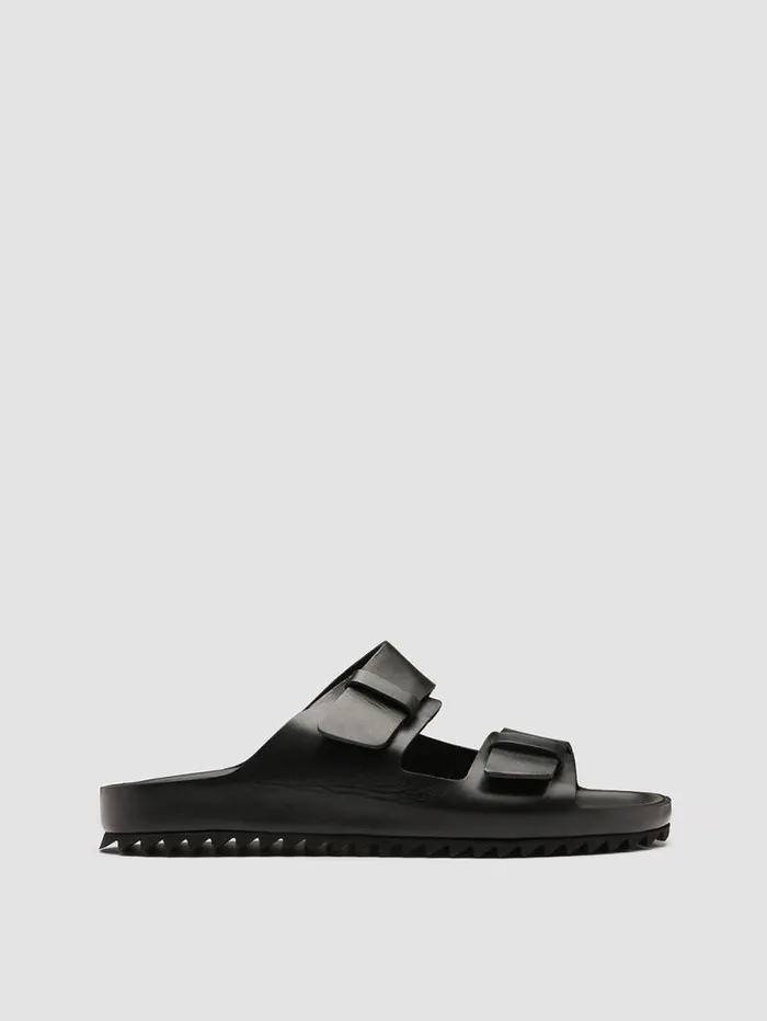 Men Officine Creative Footwear AGORA039 002 Black Leather Sandals