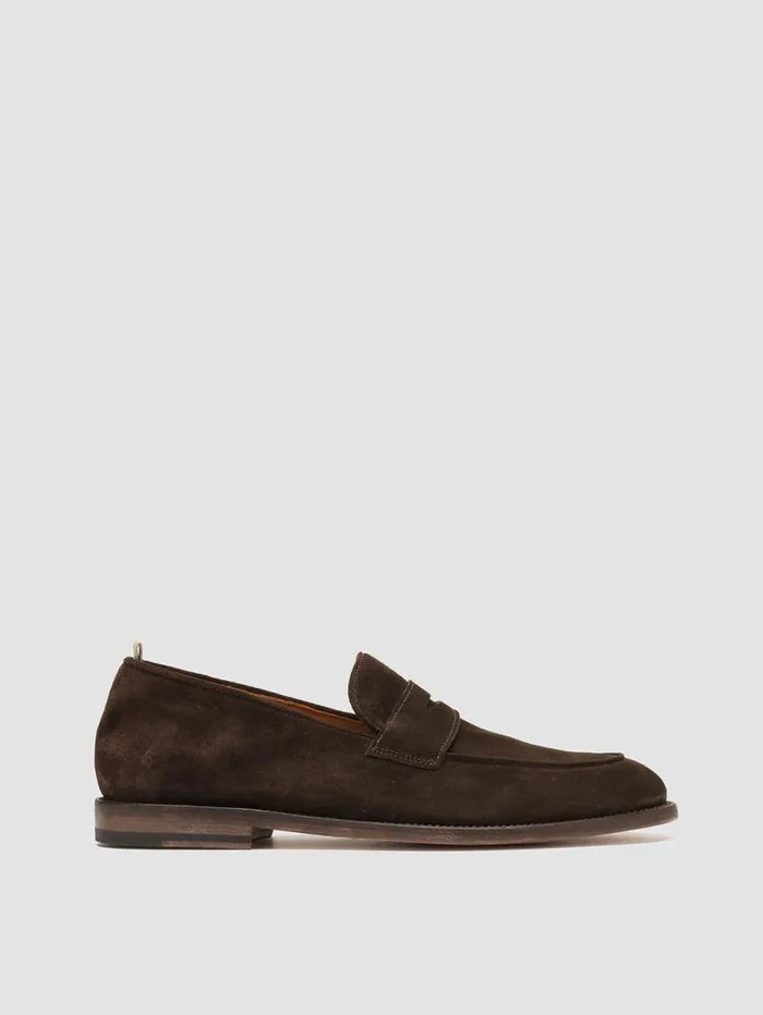 Men Officine Creative Footwear OPERA 001 Brown Suede Penny Loafers