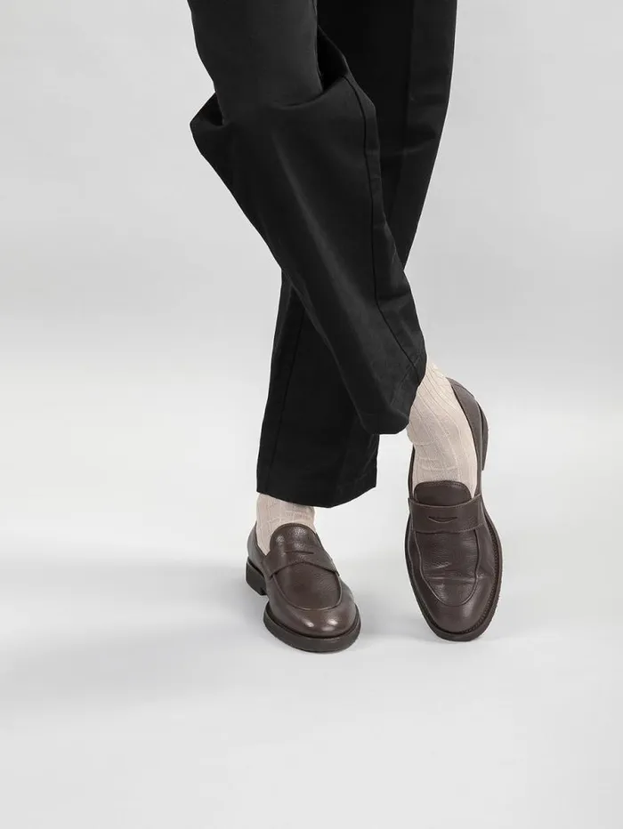 Men Officine Creative Footwear OPERA FLEXI 101 Brown Leather Penny Loafers Men Officine Creative Footwear OPERA FLEXI 101 Brown Leather Penny Loafers