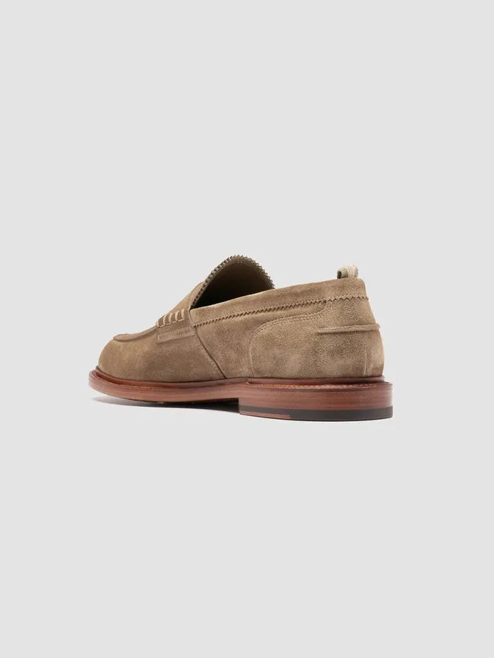 Men Officine Creative Footwear SAX 001 Taupe Suede Penny Loafers Men Officine Creative Footwear SAX 001 Taupe Suede Penny Loafers
