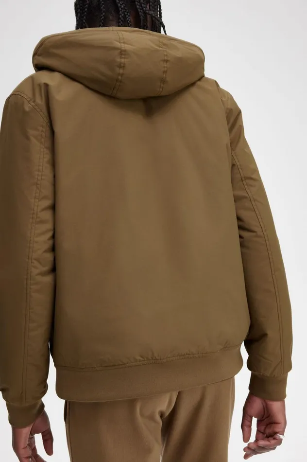 Men Padded Hooded Brentham Jacket Shaded Stone Fred Perry Coats and Jackets