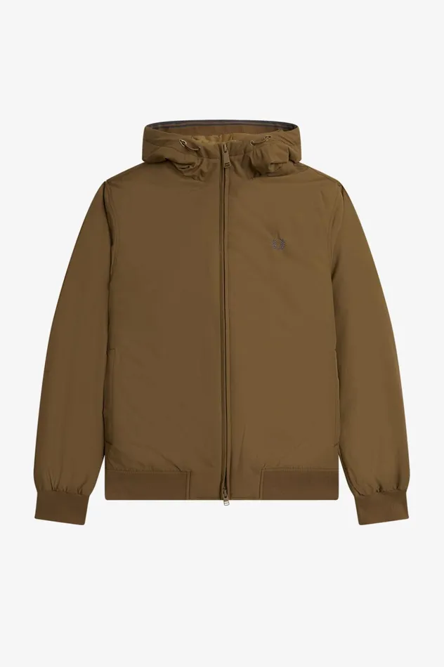 Men Padded Hooded Brentham Jacket Shaded Stone Fred Perry Coats and Jackets