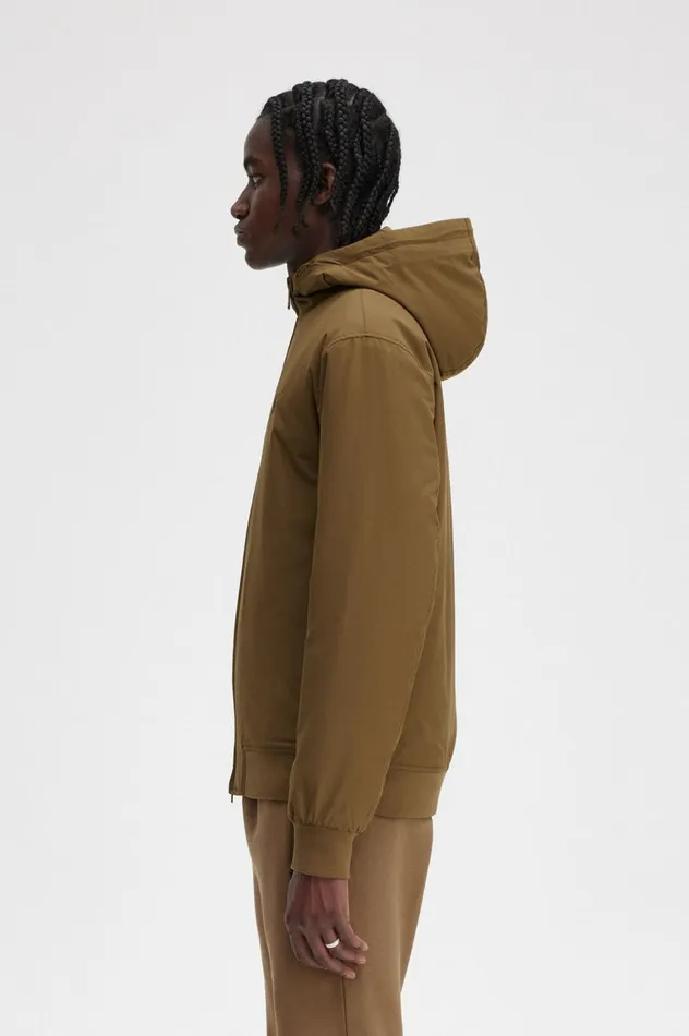 Men Padded Hooded Brentham Jacket Shaded Stone Fred Perry Coats and Jackets