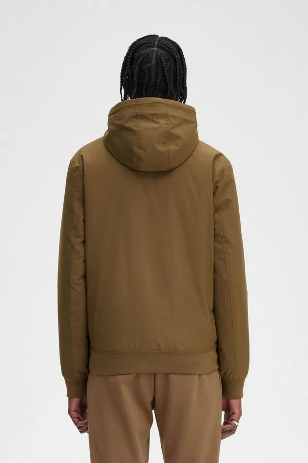 Men Padded Hooded Brentham Jacket Shaded Stone Fred Perry Coats and Jackets