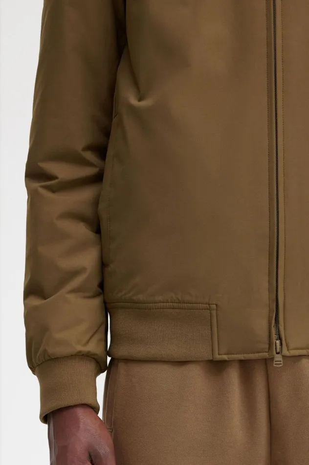 Men Padded Hooded Brentham Jacket Shaded Stone Fred Perry Coats and Jackets
