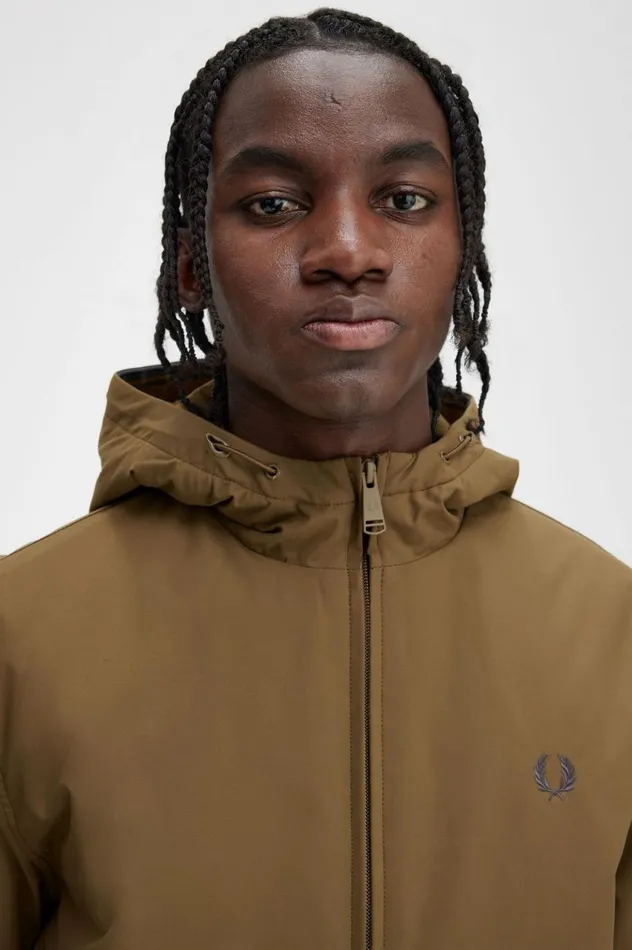 Men Padded Hooded Brentham Jacket Shaded Stone Fred Perry Coats and Jackets