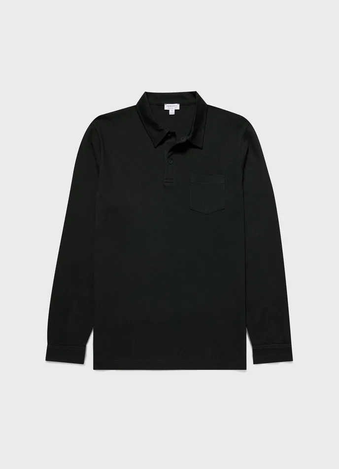 Men Polo Shirts ussunspel Long Sleeve Riviera Polo Shirt Holly Green