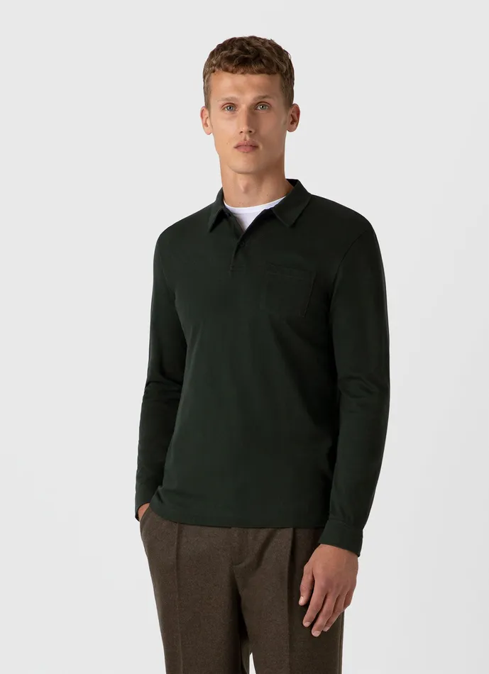 Men Polo Shirts ussunspel Long Sleeve Riviera Polo Shirt Holly Green Men Polo Shirts ussunspel Long Sleeve Riviera Polo Shirt Holly Green
