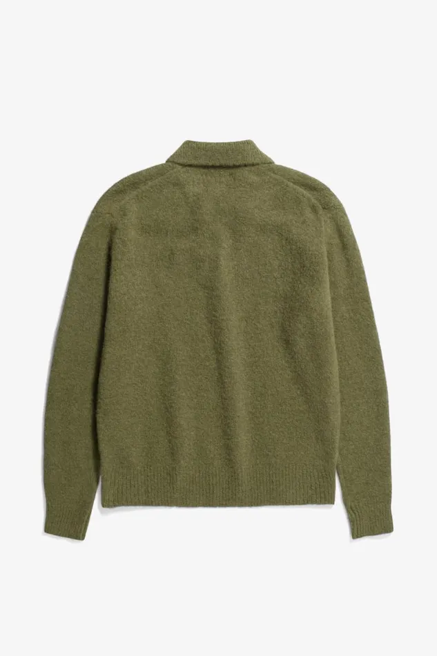 Men Rasmus Relaxed Brushed Polo Ivy Green Norse Projects Knitwear