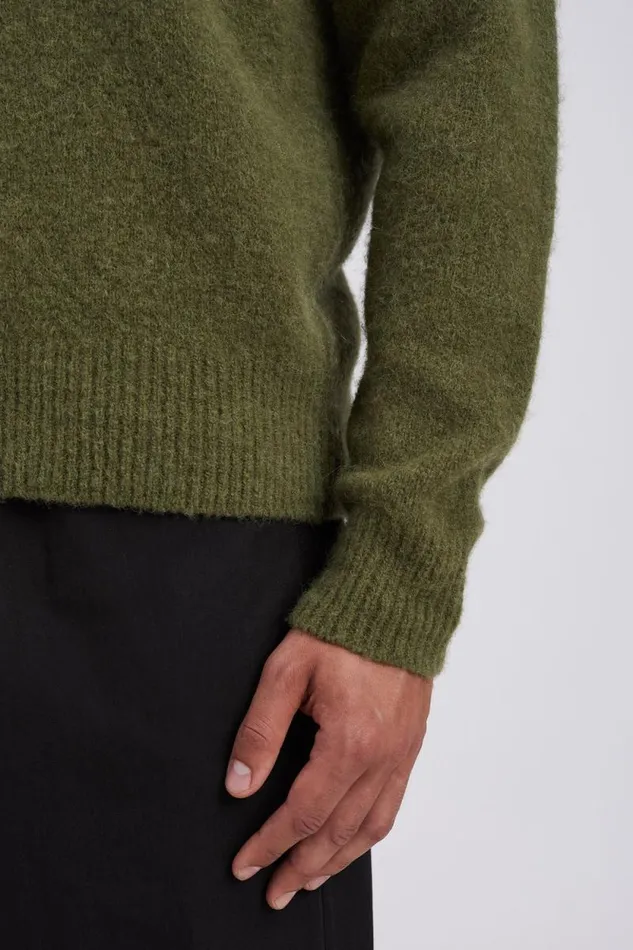Men Rasmus Relaxed Brushed Polo Ivy Green Norse Projects Knitwear