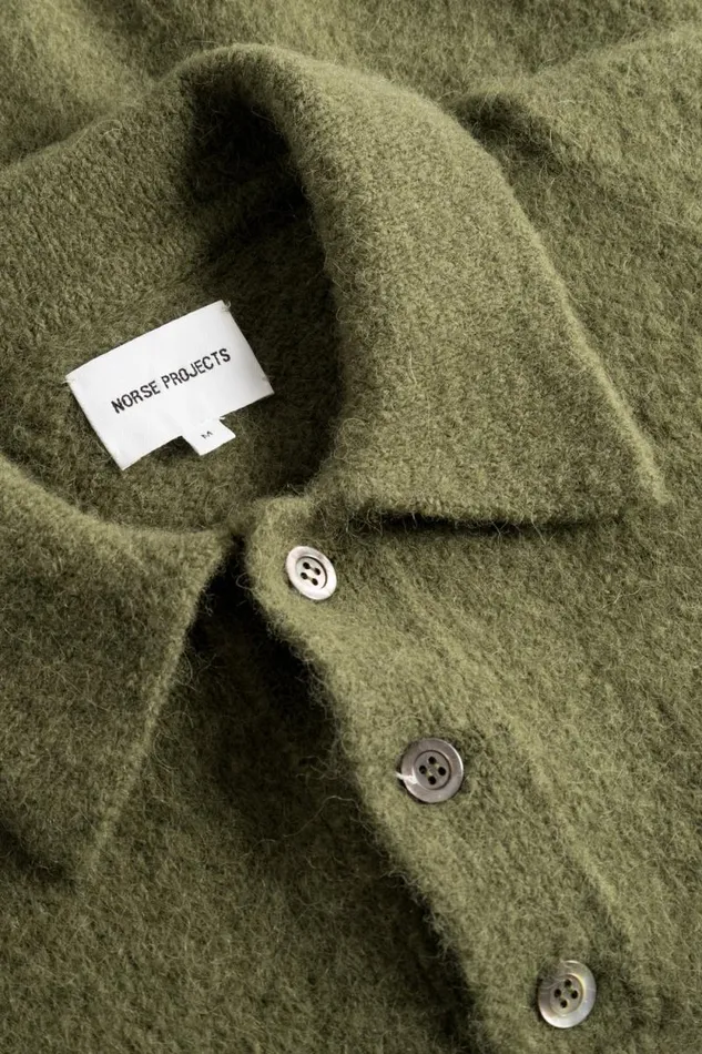 Men Rasmus Relaxed Brushed Polo Ivy Green Norse Projects Knitwear