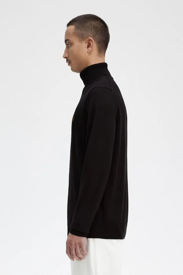 Men Roll Neck Jumper Navy Fred Perry Knitwear