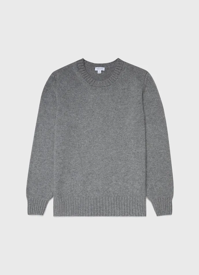 Men Roxburgh Cashmere Jumper Mid Grey Melange Knitwear ussunspel
