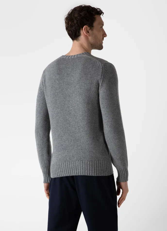 Men Roxburgh Cashmere Jumper Mid Grey Melange Knitwear ussunspel Men Roxburgh Cashmere Jumper Mid Grey Melange Knitwear ussunspel