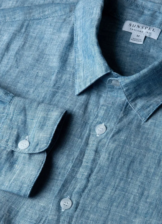 Men Shirts ussunspel Linen Shirt Como Blue Men Shirts ussunspel Linen Shirt Como Blue
