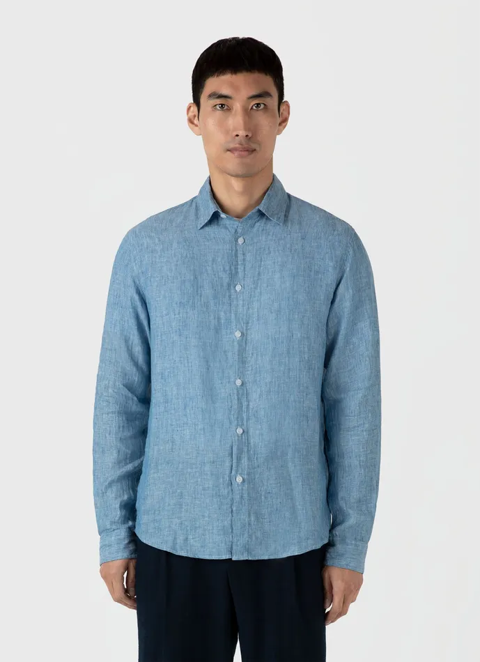 Men Shirts ussunspel Linen Shirt Como Blue Men Shirts ussunspel Linen Shirt Como Blue