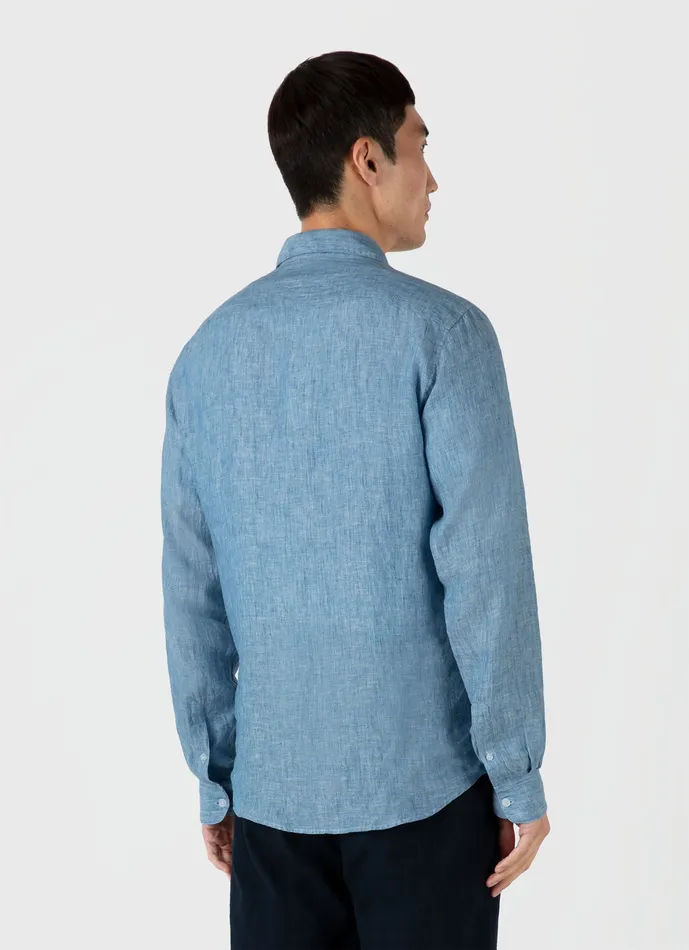 Men Shirts ussunspel Linen Shirt Como Blue Men Shirts ussunspel Linen Shirt Como Blue