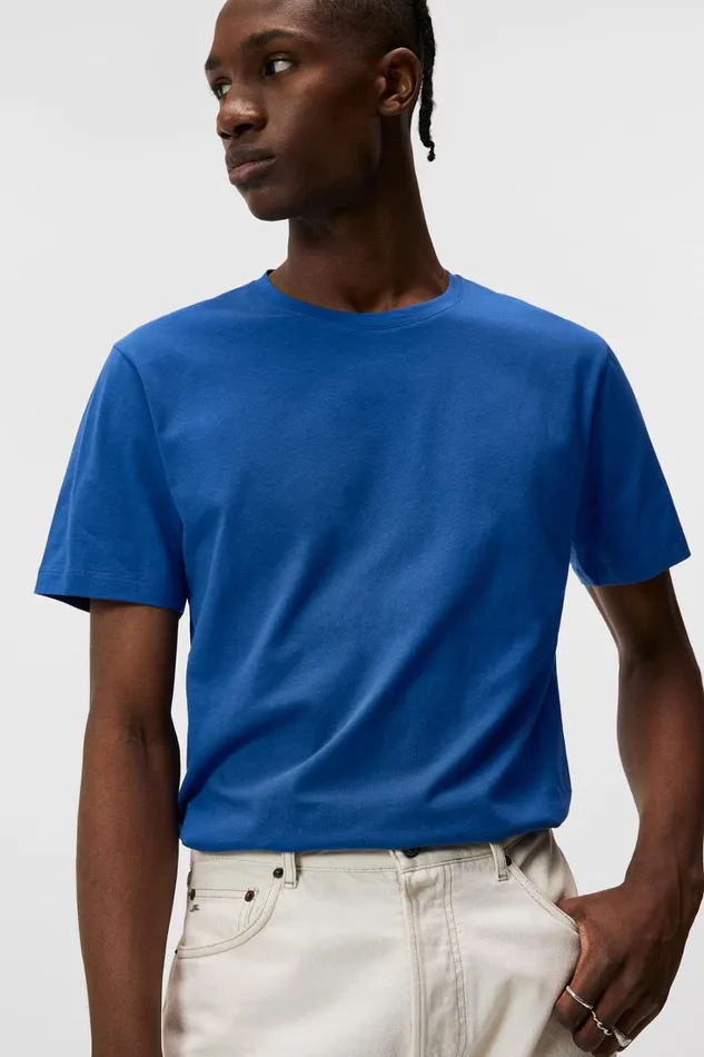 Men Sid Basic Cotton Tee Blue Quartz JLindeberg Tshirts Men Sid Basic Cotton Tee Blue Quartz JLindeberg Tshirts