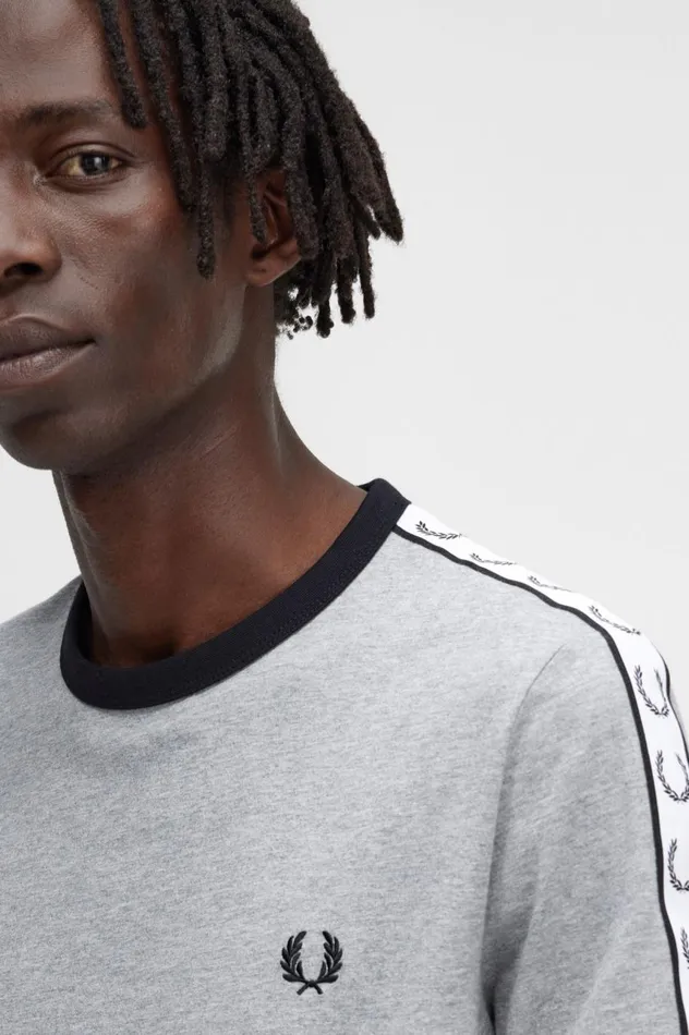 Men Taped Ringer TShirt Steel Marl Fred Perry TShirts