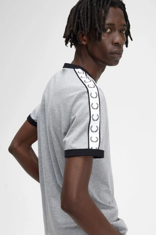 Men Taped Ringer TShirt Steel Marl Fred Perry TShirts