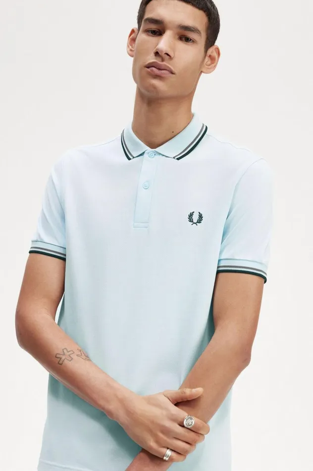 Men The ShirtM3600 Light Icefield Greenblack Fred Perry The Fred Perry Shirt