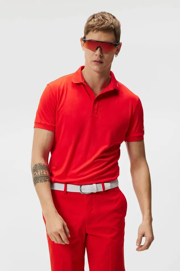 Men Tour Tech Reg Fit Polo Fiery Red JLindeberg Polo Shirts