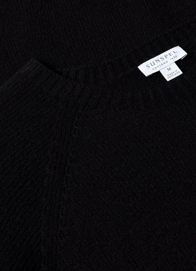 Men ussunspel Lambswool Crew Neck Jumper Black Knitwear