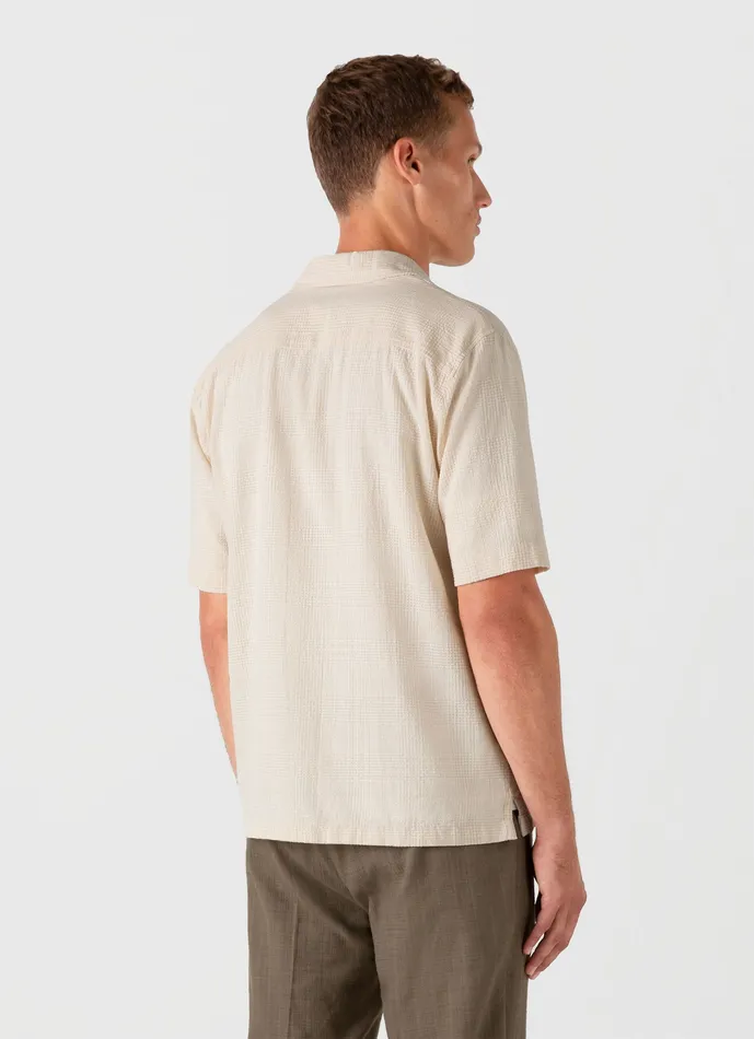Men ussunspel Loose Weave Check Camp Collar Shirt Ecru Shirts Men ussunspel Loose Weave Check Camp Collar Shirt Ecru Shirts
