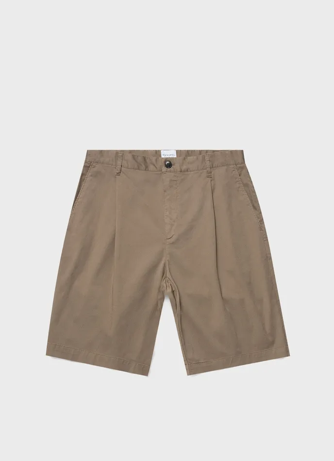 Men ussunspel Pleated Twill Shorts Dark Stone Shorts