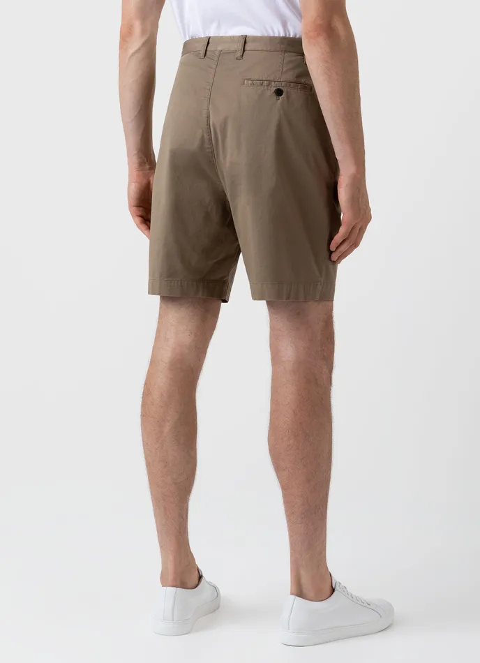 Men ussunspel Pleated Twill Shorts Dark Stone Shorts